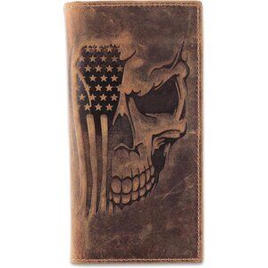 CLASSIC Men's RFID Vintage Look Genuine Leather Long Bifold Wallet